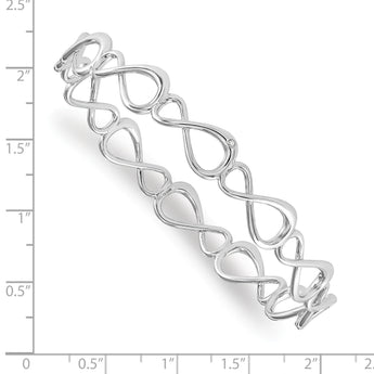 925 Sterling Silver Diamond Infinity Bangle Polished Gift Ready