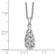 Sterling Silver Diamond Spiral Necklace with Rhodium Finish, Gift Ready