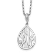 Sterling Silver Diamond Leaf Pendant Necklace with Rhodium Finish and Extender