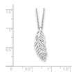 Sterling Silver Diamond Feather Necklace with Rhodium Finish