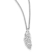 Sterling Silver Diamond Feather Necklace with Rhodium Finish