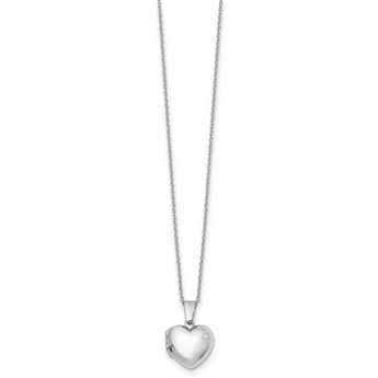 Sterling Silver Diamond Heart Locket Necklace 18-20 Gift Ready