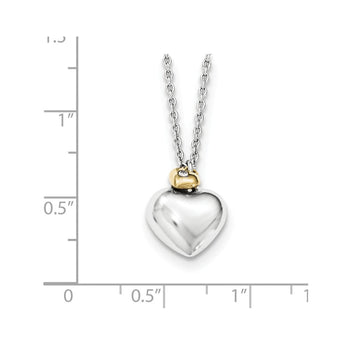 Sterling Silver Double Heart Gold-Plated Diamond Necklace