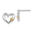 White Ice Gold-Tone Diamond Heart Earrings in Rhodium-Plated Sterling