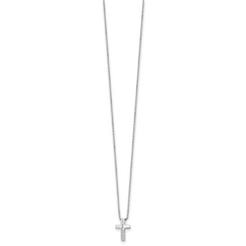 White Ice 925 Sterling Silver Diamond Cross Necklace with Rhodium Polish