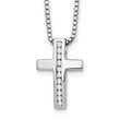 White Ice 925 Sterling Silver Diamond Cross Necklace with Rhodium Polish