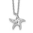 Sterling Silver Diamond Starfish Necklace with Rhodium Polish and Extender