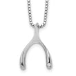 Sterling Silver Diamond Wishbone Pendant Necklace with Rhodium Polish