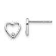 White Ice Sterling Silver Diamond Heart Earrings with Polished Rhodium Finish