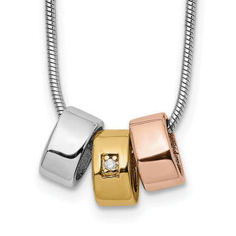 Sterling Silver Two-Tone Diamond Necklace with Extender