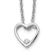 Sterling Silver Diamond Heart Necklace with Rhodium Finish