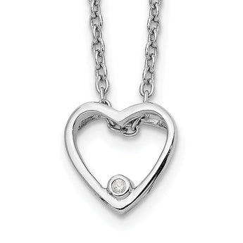 Sterling Silver Diamond Heart Necklace with Rhodium Finish