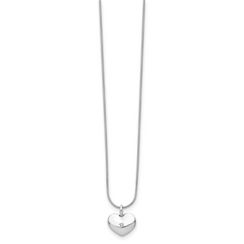 White Ice Sterling Silver Diamond Heart Necklace with Rhodium-Plated Finish