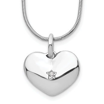 White Ice Sterling Silver Diamond Heart Necklace with Rhodium-Plated Finish