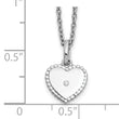 925 Sterling Silver Diamond Heart Necklace with Polished Rhodium Finish