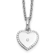 925 Sterling Silver Diamond Heart Necklace with Polished Rhodium Finish