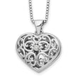 White Ice 925 Sterling Silver Diamond Heart Locket Necklace with Extender