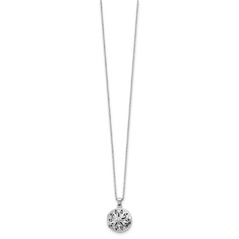 White Ice Sterling Silver Diamond Star Locket Necklace with Extender