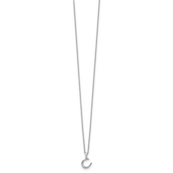 Sterling Silver Diamond Horseshoe Necklace with Rhodium Finish
