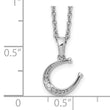 Sterling Silver Diamond Horseshoe Necklace with Rhodium Finish
