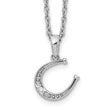 Sterling Silver Diamond Horseshoe Necklace with Rhodium Finish