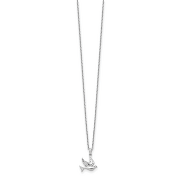 Sterling Silver Diamond Dove Necklace, 18-20 Adjustable