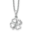 White Ice Rhodium-Plated Diamond Clover Necklace with Extender