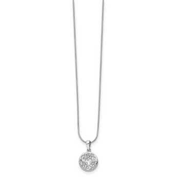 White Ice Rhodium-Plated Sterling Silver Diamond Flower Necklace