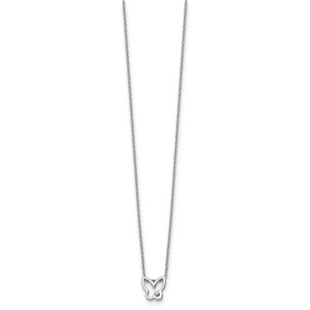 White Ice Sterling Silver Diamond Butterfly Necklace with Extender Elegant and Gift Ready