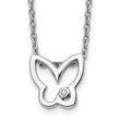 White Ice Sterling Silver Diamond Butterfly Necklace with Extender Elegant and Gift Ready