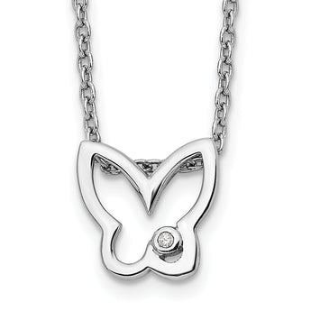 White Ice Sterling Silver Diamond Butterfly Necklace with Extender Elegant and Gift Ready