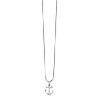 Sterling Silver Diamond Anchor Necklace with Extender Gift Ready