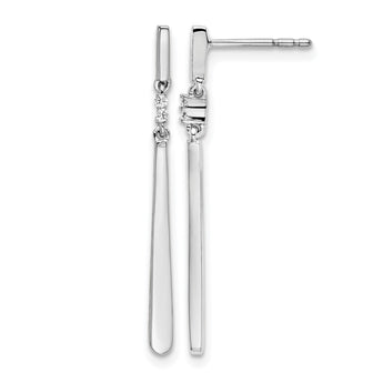 White Ice Sterling Silver Rhodium-plated Diamond Post Dangle Earrings - Birthstone Company