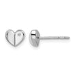 White Ice Sterling Silver Rhodium-plated Diamond Heart Post Earrings - Birthstone Company