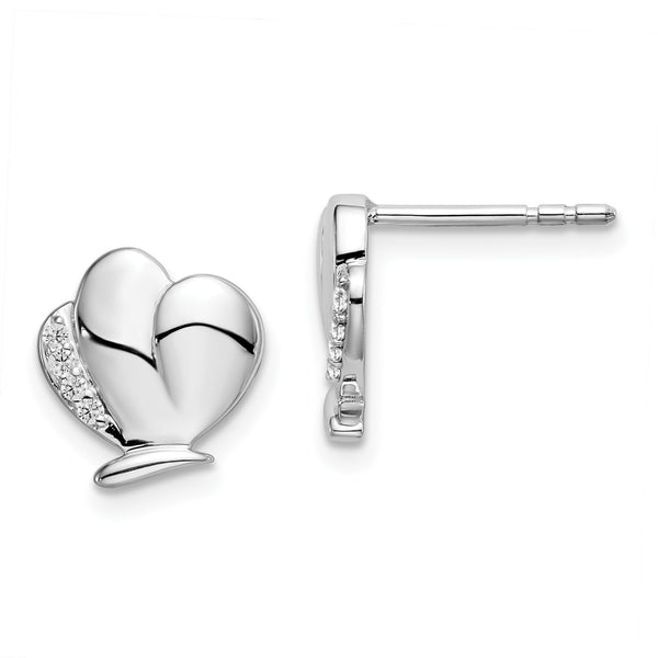 White Ice Sterling Silver Rhodium-plated Diamond Butterfly Post Earrings