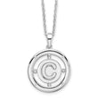 White Ice Sterling Silver Rhodium-Rhodium-Plated 18 Inch Diamond Letter C Initial Necklace with 2 Inch Extender