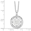 White Ice Sterling Silver Rhodium-Rhodium-Plated 18 Inch Diamond Letter M Initial Necklace with 2 Inch Extender - Birthstone Company