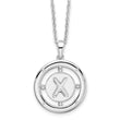 White Ice Sterling Silver Rhodium-Rhodium-Plated 18 Inch Diamond Letter X Initial Necklace with 2 Inch Extender