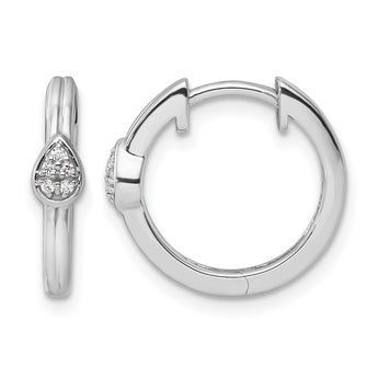 White Ice Sterling Silver Rhodium-plated Diamond Teardrop Hinged Hoop Earrings - Birthstone Company