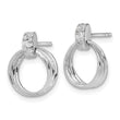White Ice Sterling Silver Rhodium-plated Diamond Circle Post Dangle Earrings - Birthstone Company