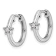 White Ice Sterling Silver Rhodium-plated Diamond Star Hinged Hoop Earrings - Birthstone Company