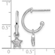 White Ice Sterling Silver Rhodium-plated Diamond Star Dangle J-Hoop Post Earrings - Birthstone Company