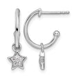 White Ice Sterling Silver Rhodium-plated Diamond Star Dangle J-Hoop Post Earrings - Birthstone Company