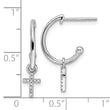 White Ice Sterling Silver Rhodium-plated Diamond Cross Dangle J-Hoop Post Earrings - Birthstone Company