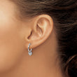 White Ice Sterling Silver Rhodium-plated Diamond Heart Dangle J-Hoop Post Earrings - Birthstone Company