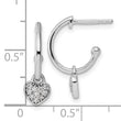 White Ice Sterling Silver Rhodium-plated Diamond Heart Dangle J-Hoop Post Earrings - Birthstone Company