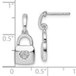 White Ice Sterling Silver Rhodium-plated Diamond Heart Lock Dangle Post Earrings