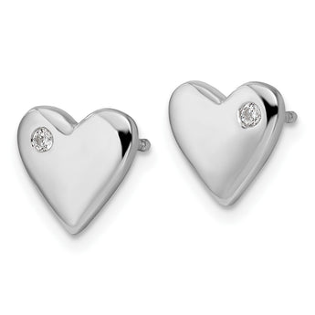 White Ice Sterling Silver Rhodium-plated Diamond Heart Earrings - Birthstone Company