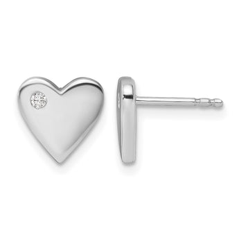White Ice Sterling Silver Rhodium-plated Diamond Heart Earrings - Birthstone Company