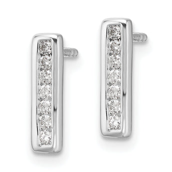 Sterling Silver RH Plated White Ice .15ct Diamond Earrings